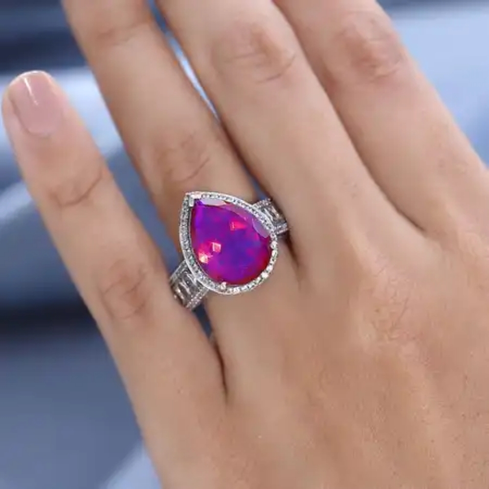 SOLD To  C! Rare Unique Volcanic Quartz  Ring in Platinum Over Sterling S - Picture 12 of 17